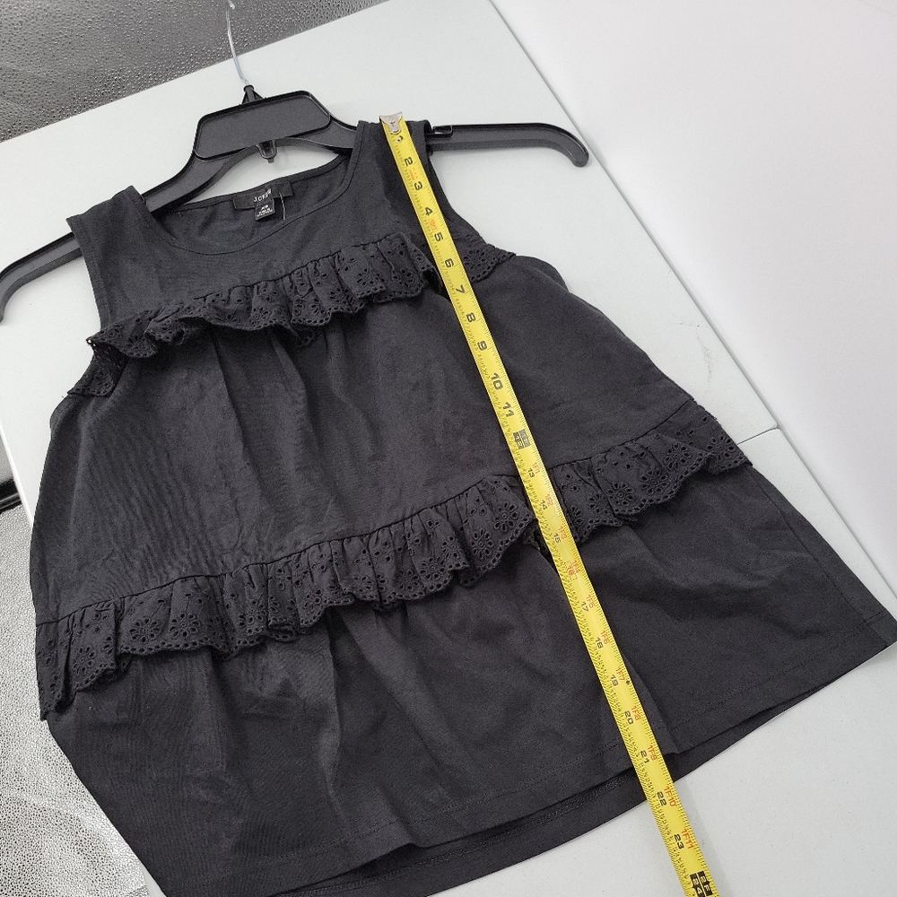 NEW J. Crew Tiered Eyelet Ruffle Tank Top Black Women's Size XS - Picture 6 of 7